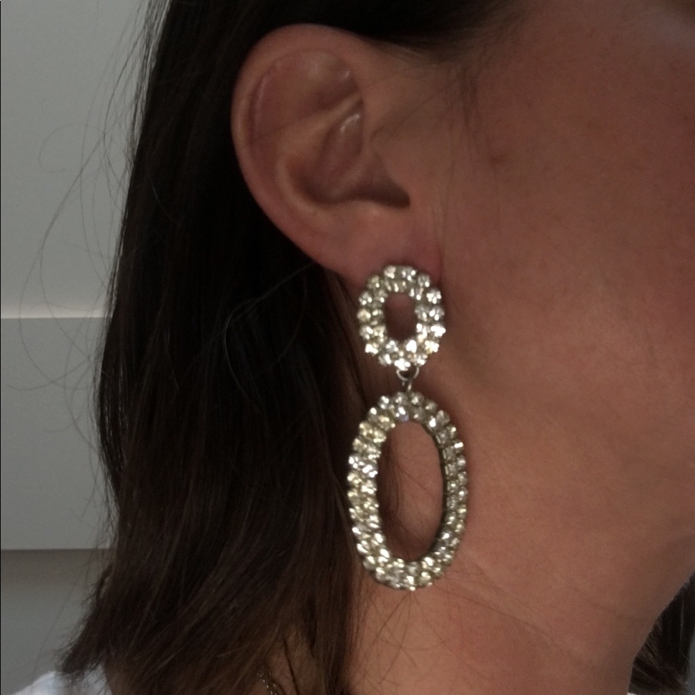 Vintage diamond rhinestone pierced earrings